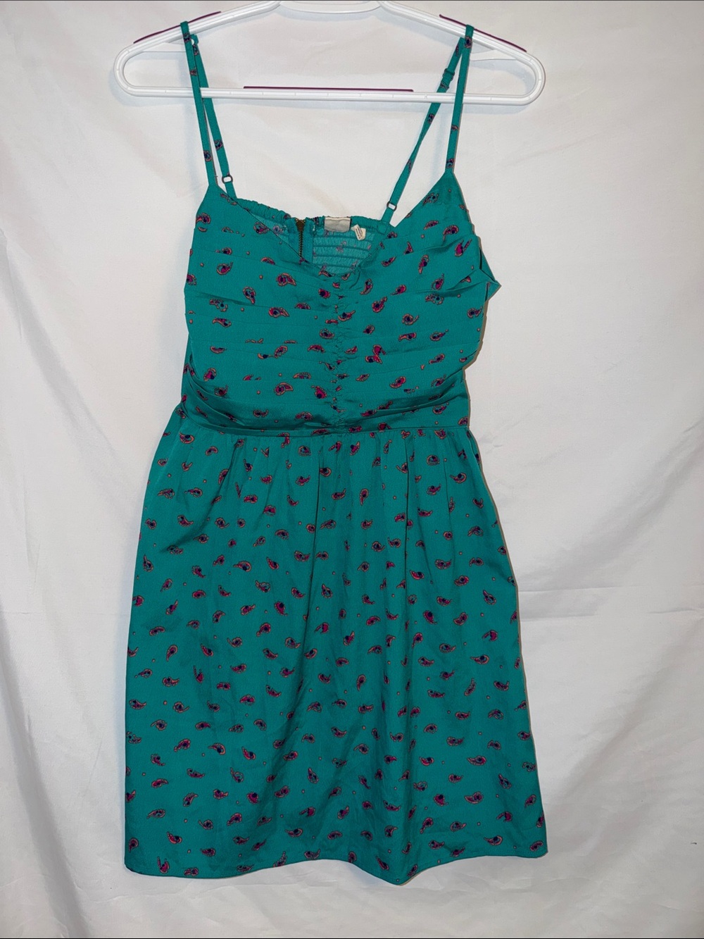Roxy Teal Dress with Pink Paisley Accents